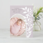 Delikate Blätter | Ankündigung von Foto zur Geburt (Stehend Vorderseite)