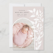 Delikate Blätter | Ankündigung von Foto zur Geburt (Vorderseite)