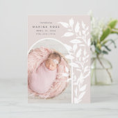 Delikate Blätter | Ankündigung von Foto zur Geburt (Stehend Vorderseite)