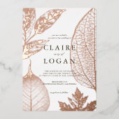 Delikate Blätter Hochzeit Folieneinladung (Vorderseite)