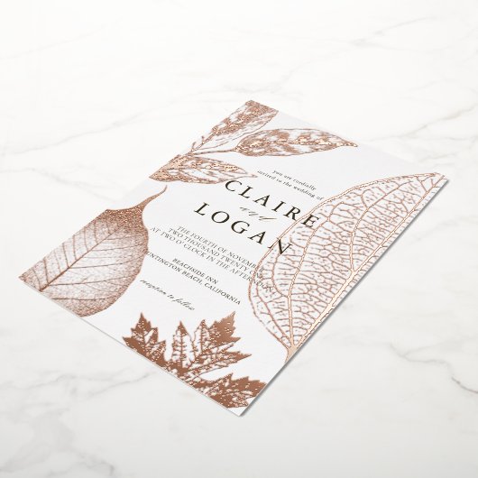 Delikate Blätter Hochzeit Folieneinladung (Gedreht)