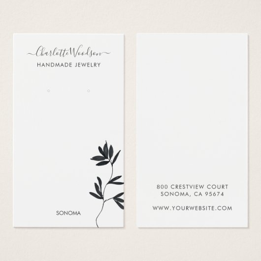 Delikate Blätter Illustration Earring Display Card (Vorne & Hinten)