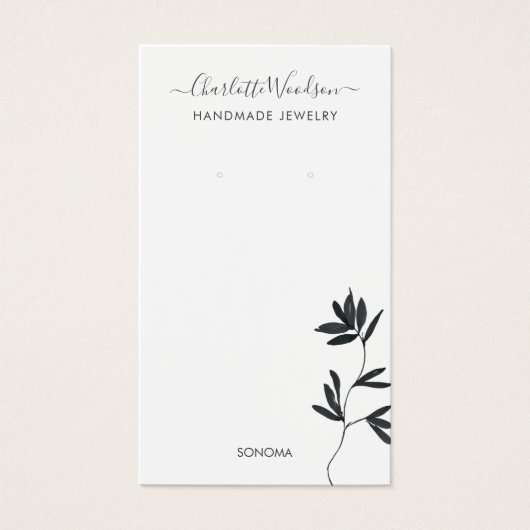 Delikate Blätter Illustration Earring Display Card (Vorderseite)