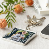 Delikate Blätter rahmen Mit Monogramm Foto Schlüsselanhänger (Seite)