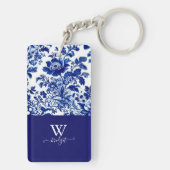 delikate blaue Eleganz Moderner Blumenstil Schlüsselanhänger (Rückseite)