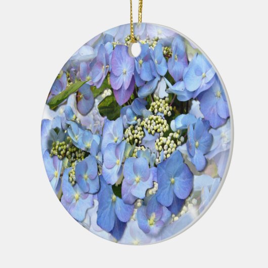 Delikate blaue Lacecap Hydrangea Keramik Baumdekor Keramik Ornament (Links)