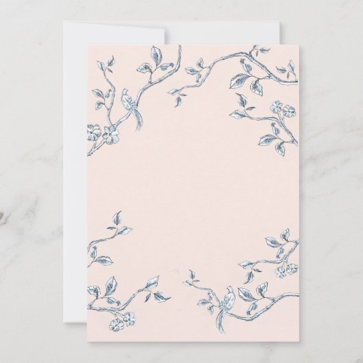 Delikate, blaue und weiße französische Toilette Sa Einladung (Rückseite)