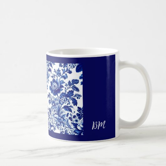 delikate blaue Vintage Blüte Kaffeetasse (Rechts)