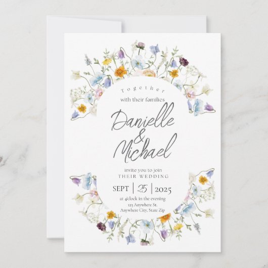 Delikate Blooms Hochzeitseinladung Einladung (Vorderseite)
