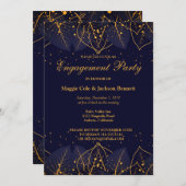 Delikate Blue and Gold Blätter Einladung (Vorne/Hinten)