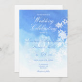 Delikate Blue Watercolor Hochzeit Einladung (Vorne/Hinten)