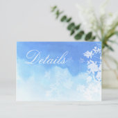Delikate Blue Watercolor Wedding Details Card Begleitkarte (Stehend Vorderseite)