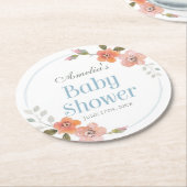 Delikate Blues Blue Boy Baby Dusche Runder Pappuntersetzer (Angewinkelt)