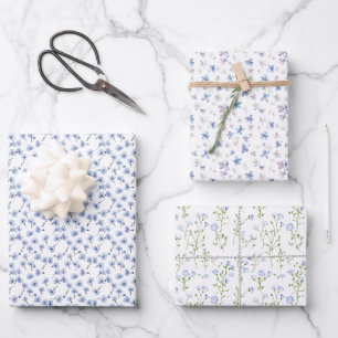 Delikate Blume auf dem White Trio Geschenkpapier Set