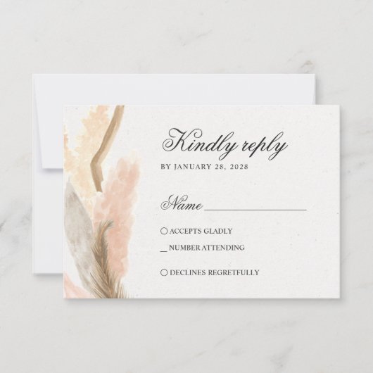 Delikate Blume aus Pampas-Gras RSVP Karte (Vorderseite)