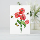 Delikate Blume aus Scharlachrot und Hummeln Dankeskarte (Stehend Vorderseite)