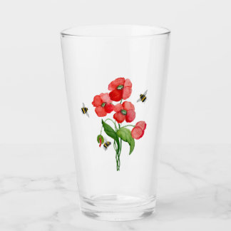 Delikate Blume aus Scharlachrot und Hummeln Glas
