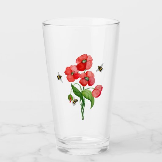 Delikate Blume aus Scharlachrot und Hummeln Glas (Vorderseite)