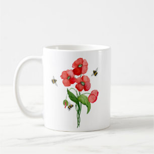 Delikate Blume aus Scharlachrot und Hummeln Kaffeetasse