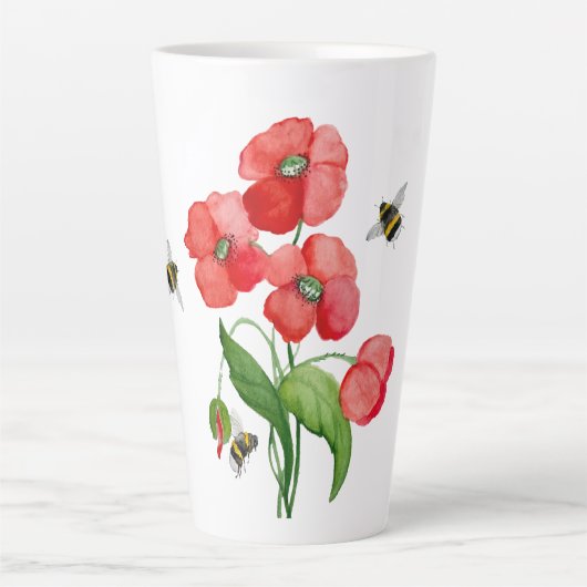Delikate Blume aus Scharlachrot und Hummeln Milchtasse (Vorderseite)