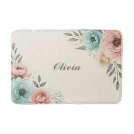 Delikate Blume der Wasserfarbe Badematte