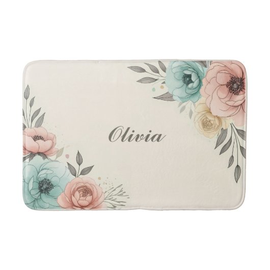 Delikate Blume der Wasserfarbe Badematte (Vorderseite)