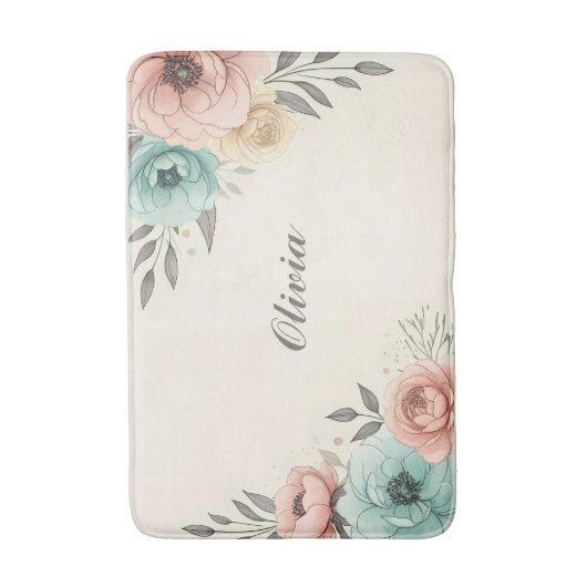 Delikate Blume der Wasserfarbe Badematte (Vorderseite Vertikal)