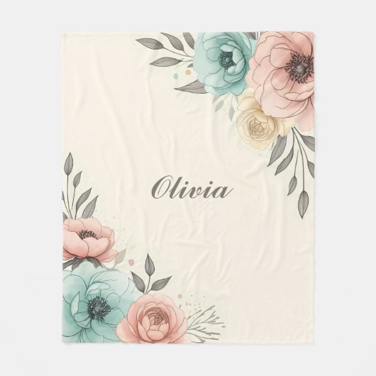 Delikate Blume der Wasserfarbe Fleecedecke (Vorderseite)