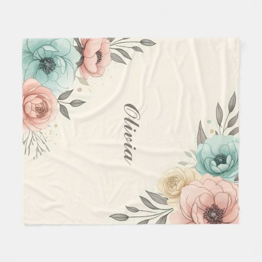 Delikate Blume der Wasserfarbe Fleecedecke (Vorderseite (Horizontal))