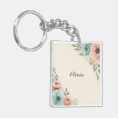 Delikate Blume der Wasserfarbe Schlüsselanhänger (Vorderseite links)