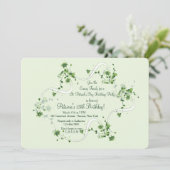 Delikate Blume im Rahmen einer grünen Einladung (Stehend Vorderseite)
