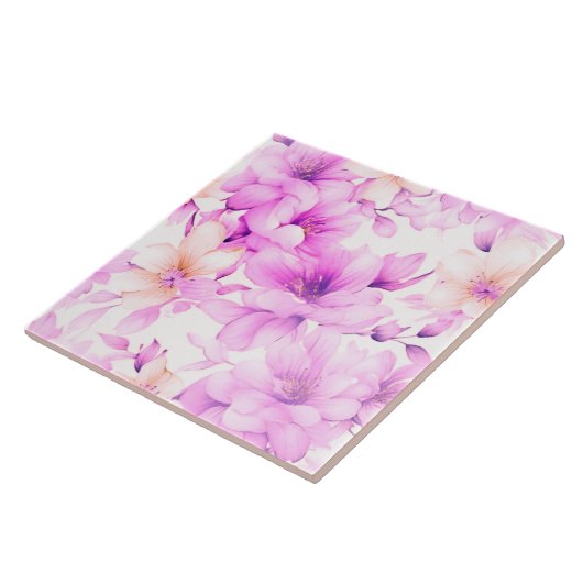 Delikate Blume in Aquarellfarbe Fliese (Seite)