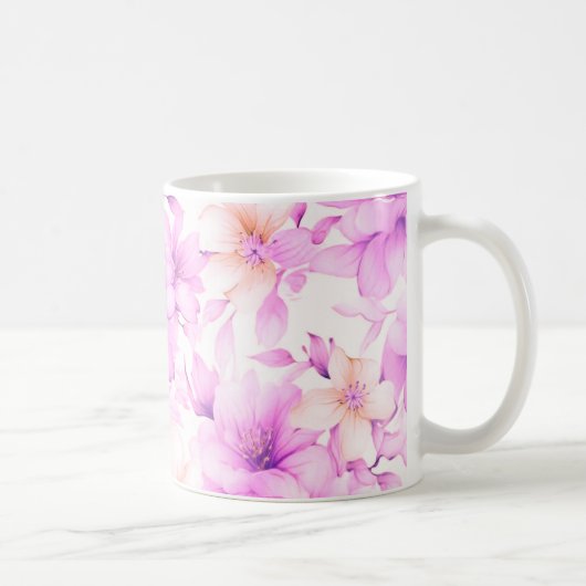 Delikate Blume in Aquarellfarbe Kaffeetasse (Rechts)