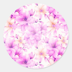 Delikate Blume in Aquarellfarbe Runder Aufkleber