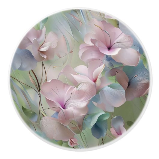 Delikate Blume in Pastellfarben Keramikknauf (Vorderseite)