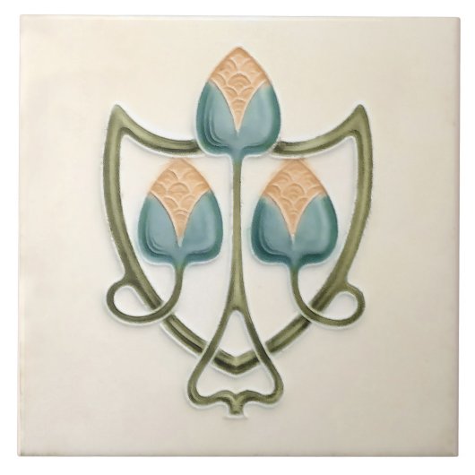 Delikate Blume Jugendstil Jugendstil Jugendstil En Fliese (Vorderseite)