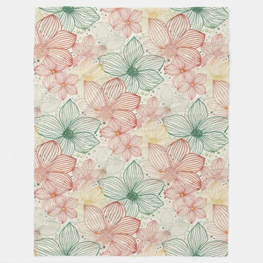 Delikate Blume - Line Art nahtlos Muster 1 Fleecedecke (Vorderseite)