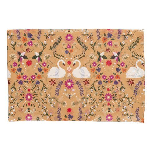 Delikate Blume, schwan Fantasie nahtlos. Kissenbezug (Vorderseite)