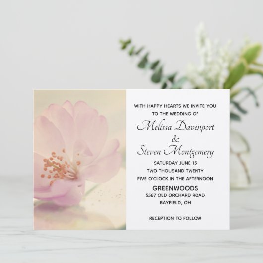 Delikate Blume Soft Pink Cherry Blossom Einladung (Stehend Vorderseite)