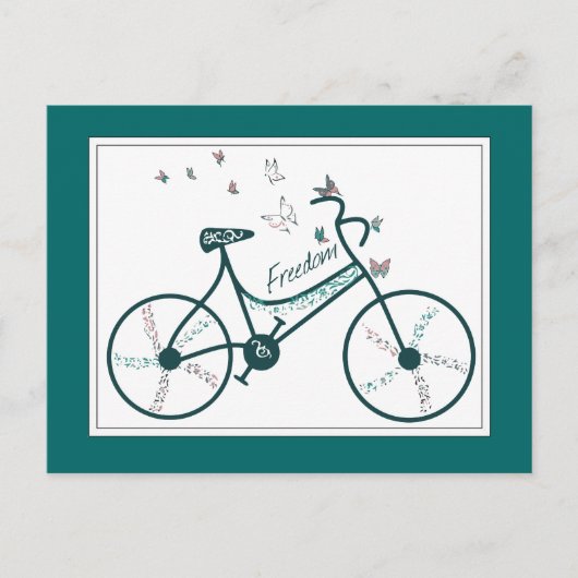 Delikate Blume und Freedom Bike Fans Postkarte (Vorderseite)