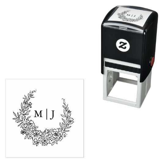 Delikate Blume Wreath-Initialen Permastempel (Beispiel)