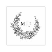 Delikate Blume Wreath-Initialen Permastempel (Design)