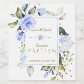 Delikate Blumen Gold Frame Boy Taufe Weinetikett (Einzelnes Label)