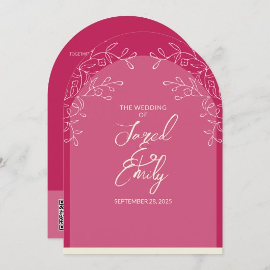 Delikate Blumenarchitektur Einladung zur Hochzeit (Vorne/Hinten)