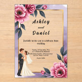 Delikate Blumenbrille und Groomehe Acryleinladungen (Vorderseite)