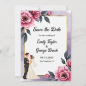 Delikate Blumenbrille und Groomehe Save The Date (Vorderseite)