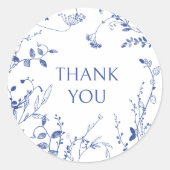 Delikate Blumenchinoiserie Danke Aufkleber (Vorderseite)