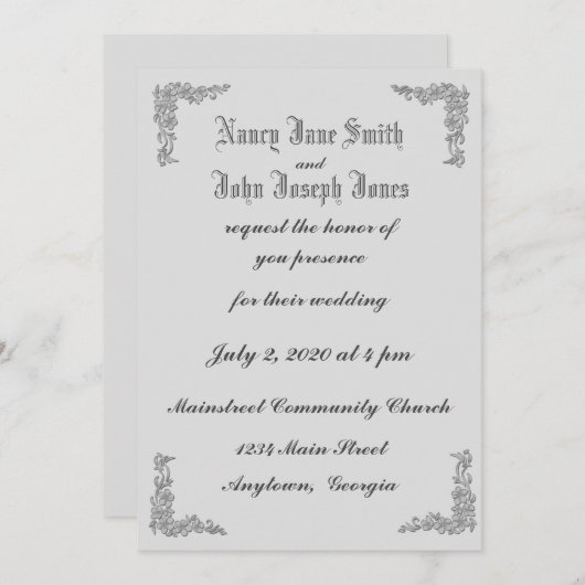 Delikate Blumenecken Hochzeitsfeiern Einladung (Vorne/Hinten)