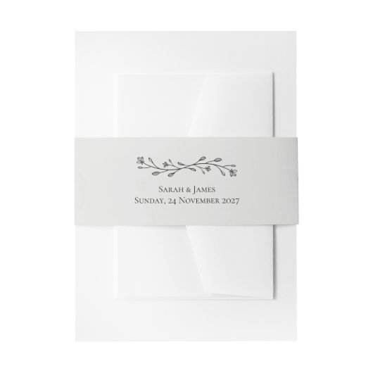 Delikate blumenmonochrome Hochzeit Einladungsbanderole (Vorderseite Beispiel)