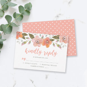 Delikate Blumenpfirsichbriefe Hochzeitsbrille Freu RSVP Karte